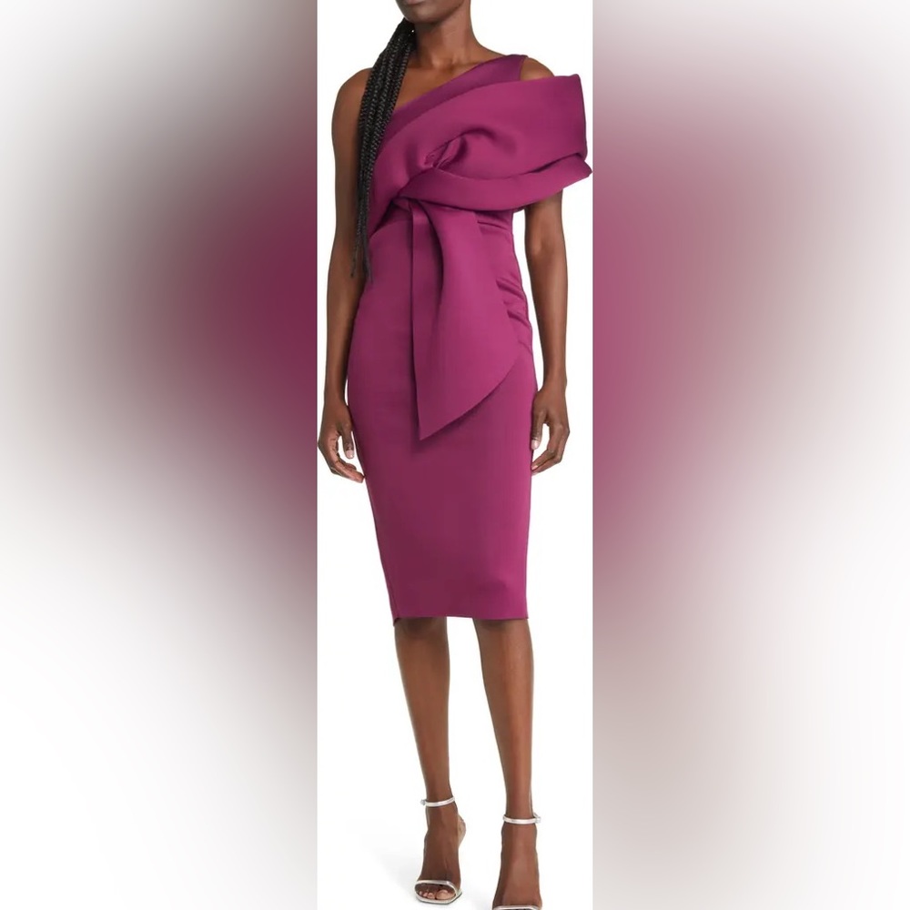 ASOS peekaboo Shoulder Gathered Midi Dress